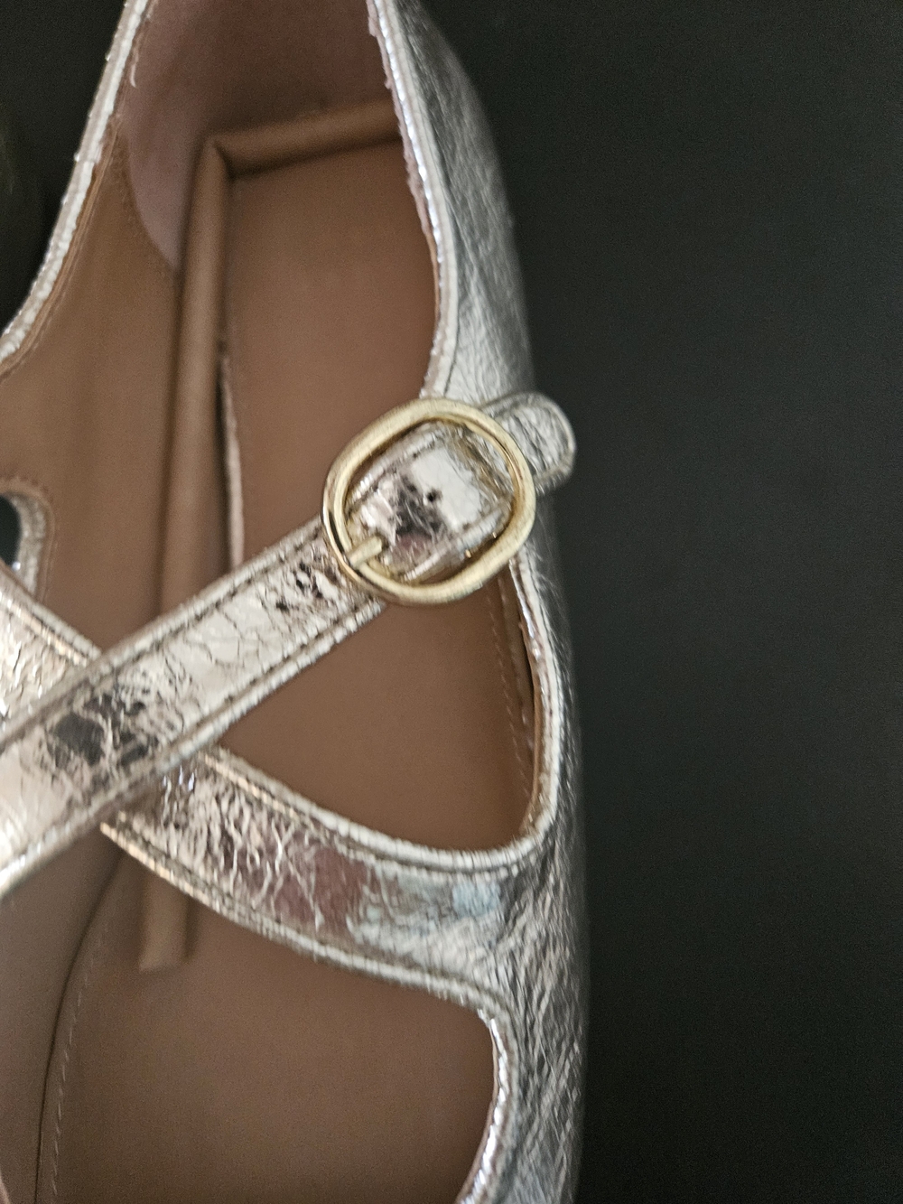✨ NWT A New Day Tasmin Metallic Gold Crisscross Mary Jane Flats ✨ Womans Size 7 - Picture 5 of 16